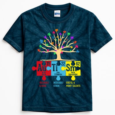 Autism Awareness Month Table Of Elements Kids Tie-Dye T-Shirt
