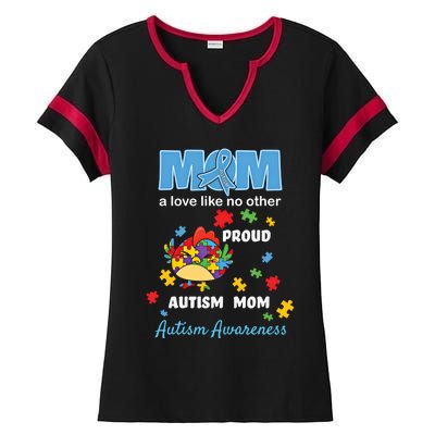 Autism Awareness Mom Mother Love Proud Autism Mama Chicken Cute Gift Ladies Halftime Notch Neck Tee