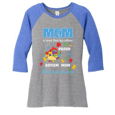 Autism Awareness Mom Mother Love Proud Autism Mama Chicken Cute Gift Women's Tri-Blend 3/4-Sleeve Raglan Shirt