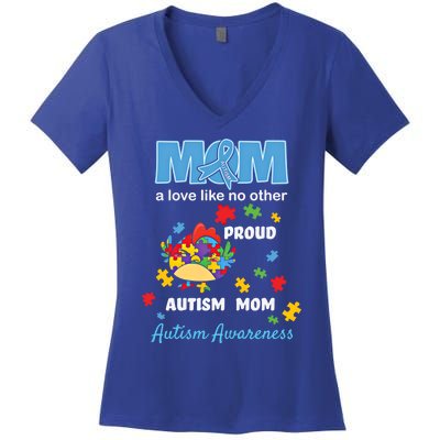 Autism Awareness Mom Mother Love Proud Autism Mama Chicken Cute Gift Women's V-Neck T-Shirt