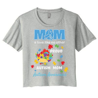 Autism Awareness Mom Mother Love Proud Autism Mama Chicken Cute Gift Women's Crop Top Tee