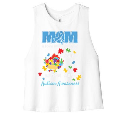 Autism Awareness Mom Mother Love Proud Autism Mama Chicken Cute Gift Women's Racerback Cropped Tank