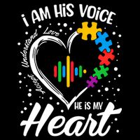Autism Awareness Mom Meaningful Gift I Am His Voice He Is My Heart Gift Drawstring Bag