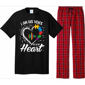 Autism Awareness Mom Meaningful Gift I Am His Voice He Is My Heart Gift Pajama Set