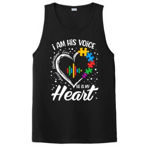 Autism Awareness Mom Meaningful Gift I Am His Voice He Is My Heart Gift PosiCharge Competitor Tank