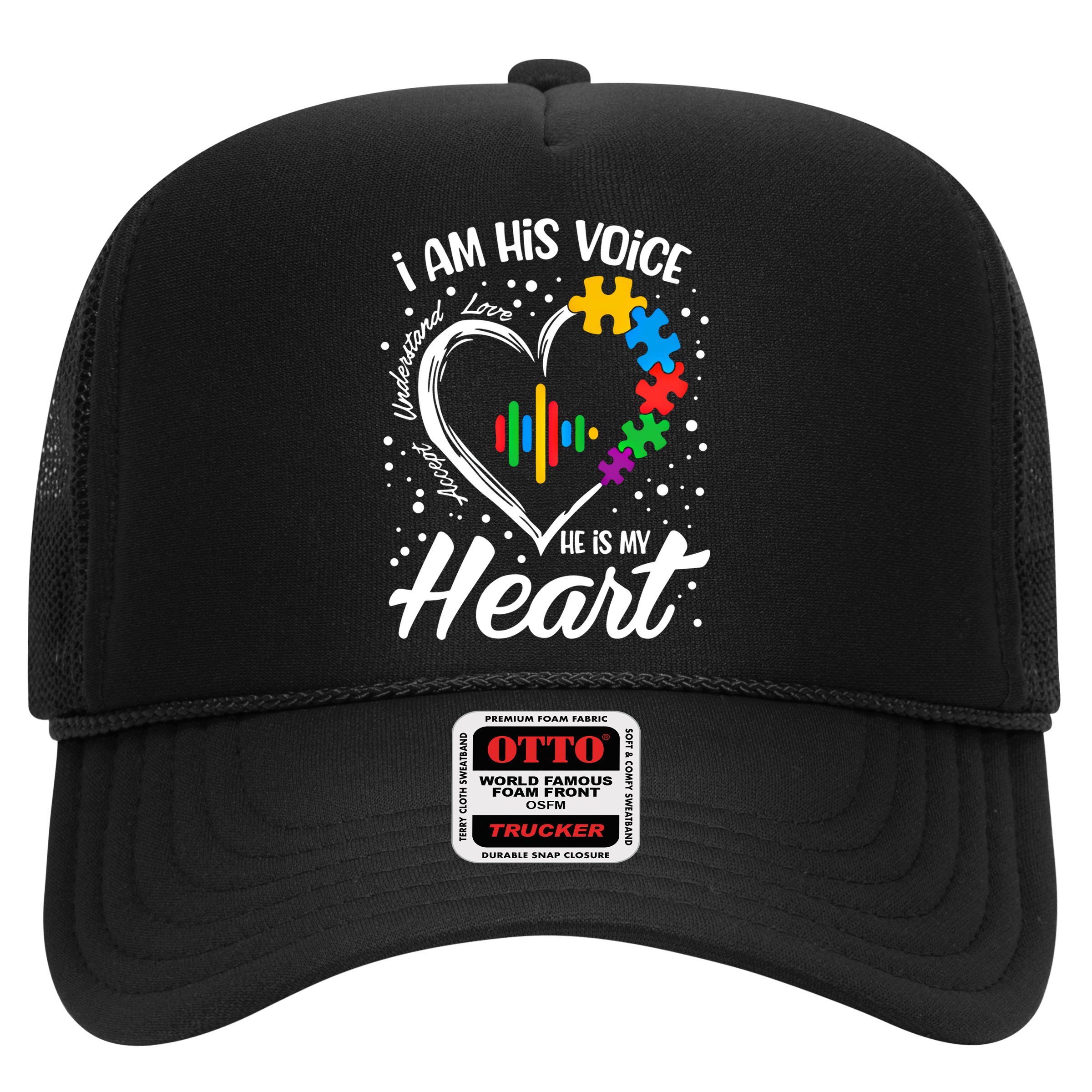 Autism Awareness Mom Meaningful Gift I Am His Voice He Is My Heart Gift Hat