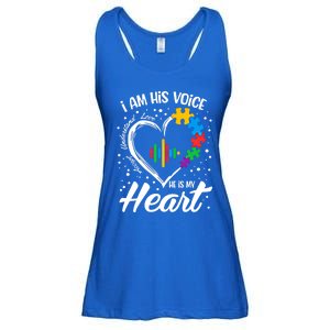 Autism Awareness Mom Meaningful Gift I Am His Voice He Is My Heart Gift Ladies Essential Flowy Tank