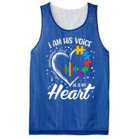 Autism Awareness Mom Meaningful Gift I Am His Voice He Is My Heart Gift Mesh Reversible Basketball Jersey Tank