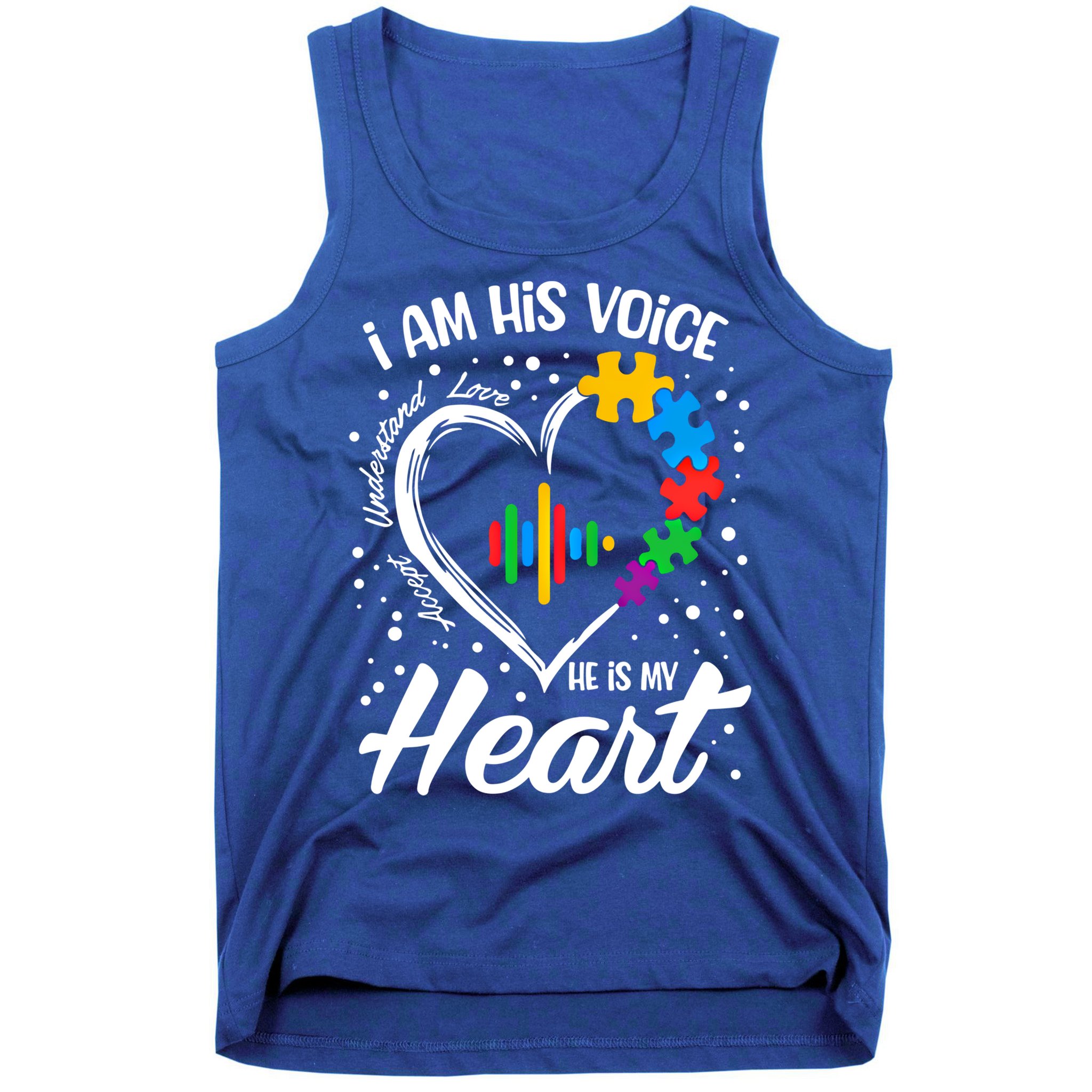 Autism Awareness Mom Meaningful Gift I Am His Voice He Is My Heart Gift Tank Top