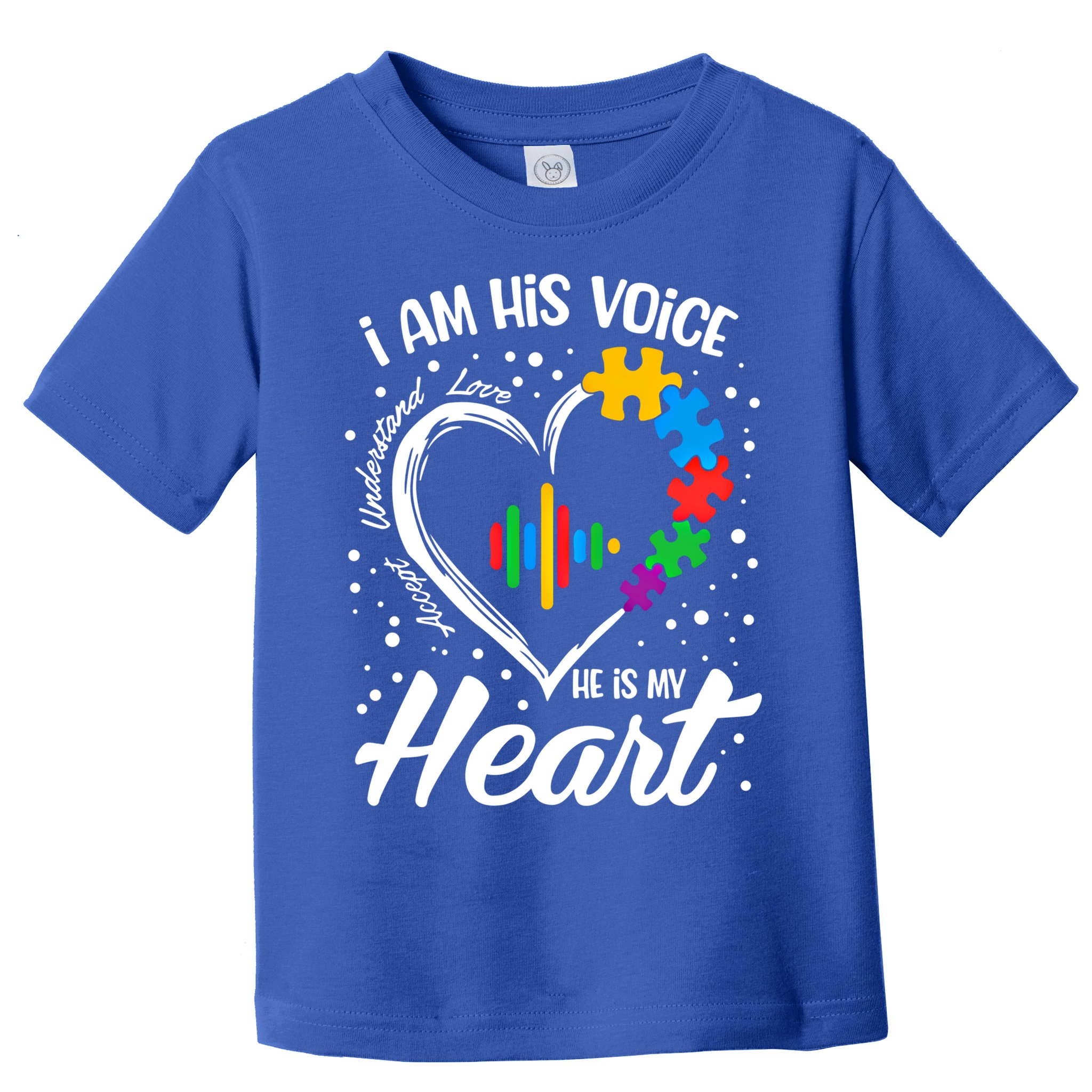 Autism Awareness Mom Meaningful Gift I Am His Voice He Is My Heart Gift Toddler T-Shirt