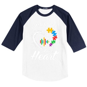 Autism Awareness Mom Meaningful Gift I Am His Voice He Is My Heart Gift Baseball Sleeve Shirt