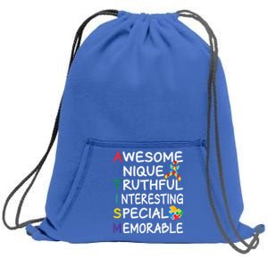 Autism Awareness Month Awesome Autism Awareness Gift Sweatshirt Cinch Pack Bag