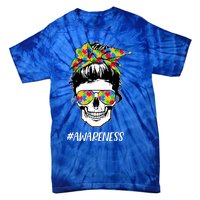 Autism Awareness Mom Life Skull Autism Mom Mama Funny Gift Tie-Dye T-Shirt