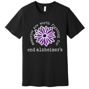 Alzheimers Awareness Memories are Worth Fighting For Flower Premium T-Shirt