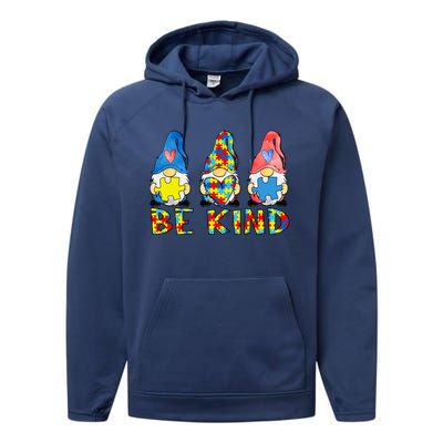 Autism Awareness Month April Autistic Acceptance Be Kind Luv Great Gift Performance Fleece Hoodie