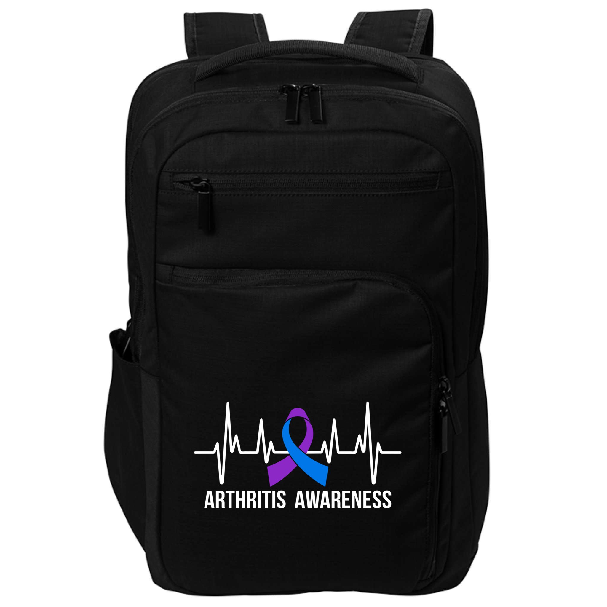 Arthritis Awareness Month Purple And Blue Ribbon Heartbeat Great Gift Impact Tech Backpack