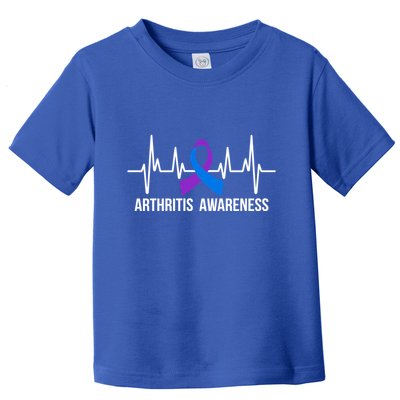 Arthritis Awareness Month Purple And Blue Ribbon Heartbeat Great Gift Toddler T-Shirt
