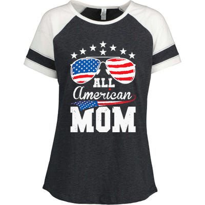 All American Mom 4th of July Matching Family Enza Ladies Jersey Colorblock Tee