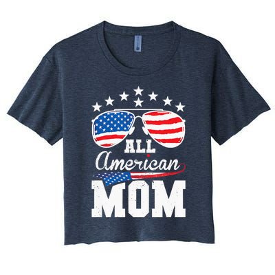 All American Mom 4th of July Matching Family Women's Crop Top Tee