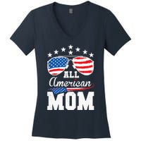 All American Mom 4th of July Matching Family Women's V-Neck T-Shirt