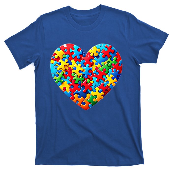 Autism Awareness Month Heart Shaped Puzzle Pieces Gift T-Shirt