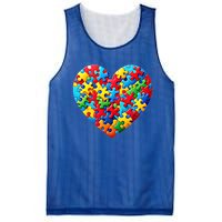 Autism Awareness Month Heart Shaped Puzzle Pieces Gift Mesh Reversible Basketball Jersey Tank