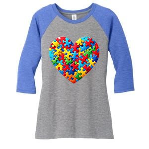 Autism Awareness Month Heart Shaped Puzzle Pieces Gift Women's Tri-Blend 3/4-Sleeve Raglan Shirt