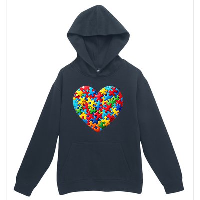 Autism Awareness Month Heart Shaped Puzzle Pieces Gift Urban Pullover Hoodie