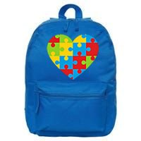 Autism Awareness Month ValentineS Day Puzzle Piece Heart Cute Gift 16 in Basic Backpack