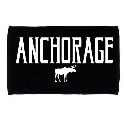 Anchorage Alaska Moose Vintage Text White Print Gift Microfiber Hand Towel