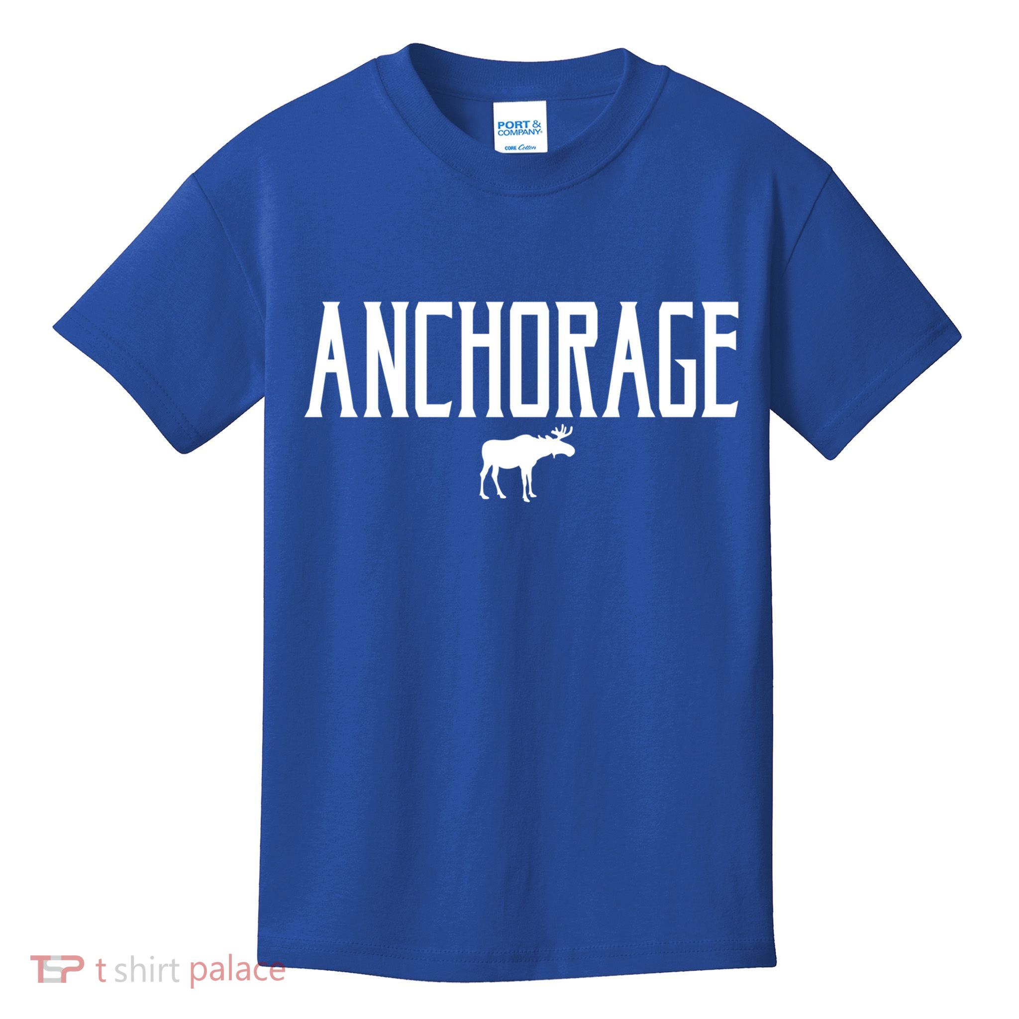 Anchorage Alaska Moose Vintage Text White Print Gift Kids T-Shirt