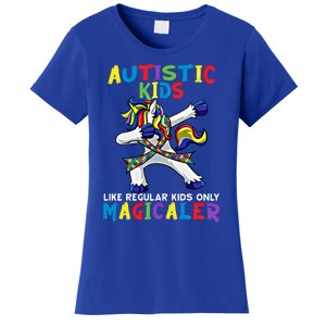 Autistic Are Magical Unicorn Autism Awareness Ribbon Gift Women's T-Shirt