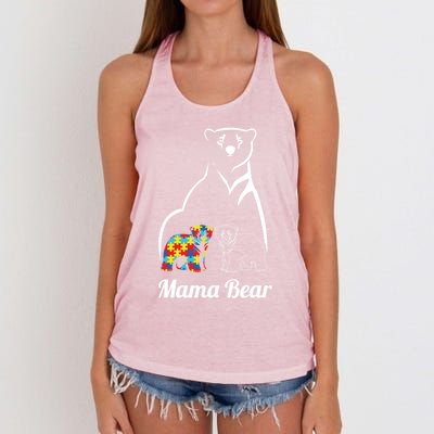 Autism Awareness Mama Bear Mom Autistic Gift Women's Knotted Racerback Tank