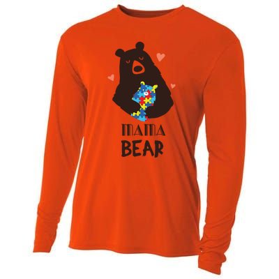 Autism Awareness Mama Bear Mom Gift Cooling Performance Long Sleeve Crew