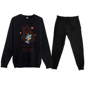 Autism Awareness Mama Bear Mom Gift Premium Crewneck Sweatsuit Set