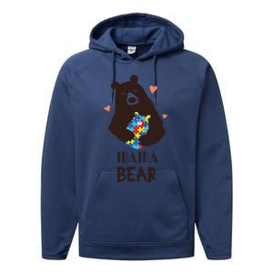 Autism Awareness Mama Bear Mom Gift Performance Fleece Hoodie