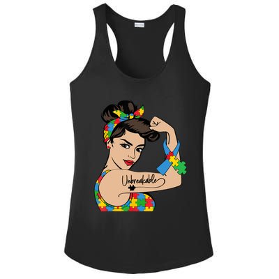 Autism Awareness Mother Mom Unbreakable Strong Woman Power Ladies PosiCharge Competitor Racerback Tank