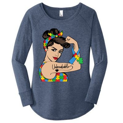 Autism Awareness Mother Mom Unbreakable Strong Woman Power Women's Perfect Tri Tunic Long Sleeve Shirt