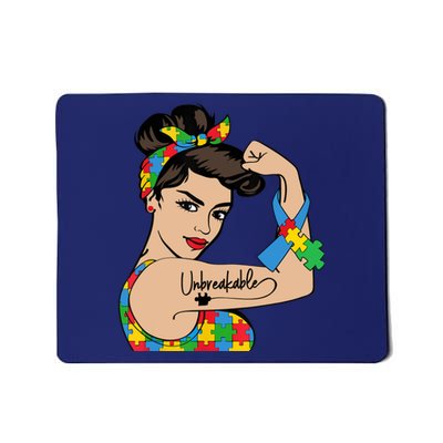 Autism Awareness Mother Mom Unbreakable Strong Woman Power Mousepad