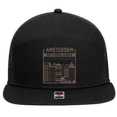 Amsterdam 7 Panel Mesh Trucker Snapback Hat