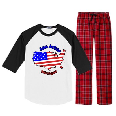 Ann Arbor Michigan Raglan Sleeve Pajama Set