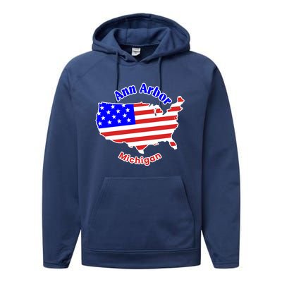 Ann Arbor Michigan Performance Fleece Hoodie