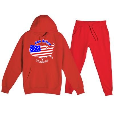 Ann Arbor Michigan Premium Hooded Sweatsuit Set