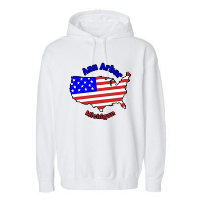 Ann Arbor Michigan Garment-Dyed Fleece Hoodie