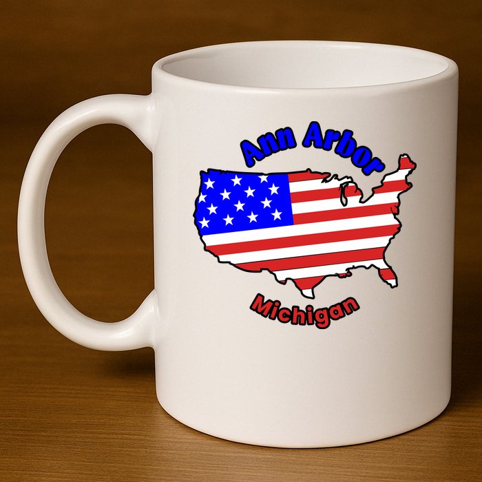 Ann Arbor Michigan 11oz C Handle Ceramic Mug