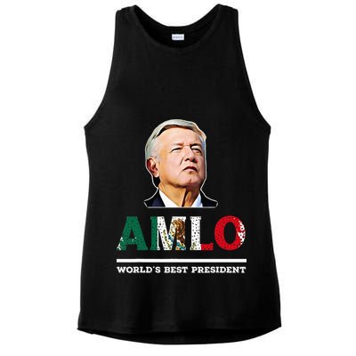 Amlo Andres Manuel Lopez Obrador Mexican Ladies PosiCharge Tri-Blend Wicking Tank