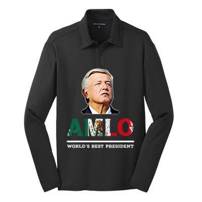 Amlo Andres Manuel Lopez Obrador Mexican Silk Touch Performance Long Sleeve Polo