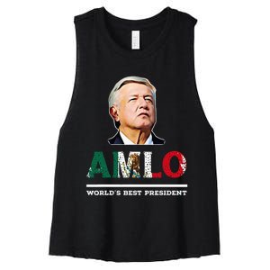 Amlo Andres Manuel Lopez Obrador Mexican Women's Racerback Cropped Tank