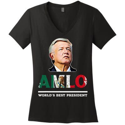 Amlo Andres Manuel Lopez Obrador Mexican Women's V-Neck T-Shirt