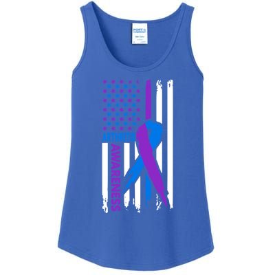 Arthritis Awareness Month Purple And Blue Ribbon American Flag Funny Gift Ladies Essential Tank